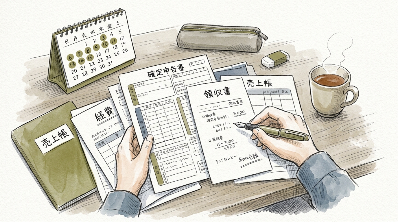 会社設立後の税務署手続きに取り組むひとり社長の実務デスク